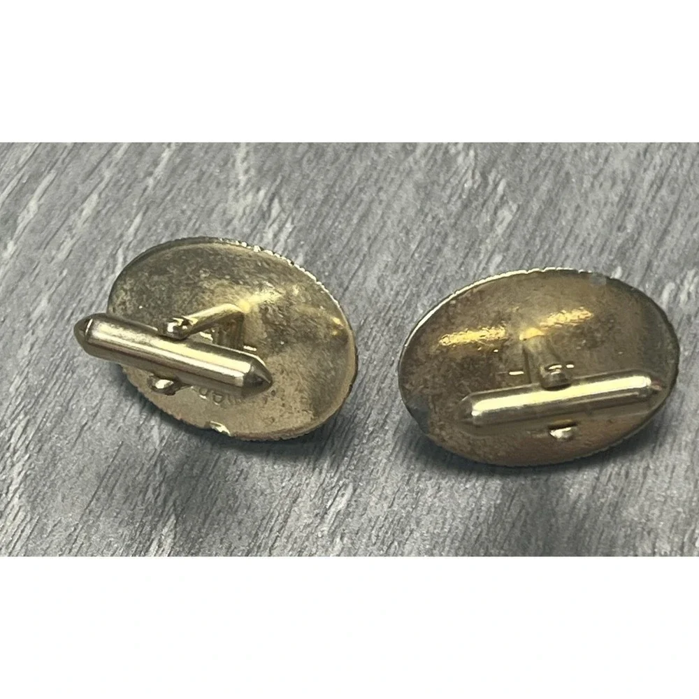 Vintage Swank Gold Tone Brown Tiger Eye Cabochon Cufflinks Mens